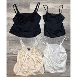 Vtg  Lot Of 4 Slip Tanks Womens  Different Sizes Lace Camis Vanity Fair